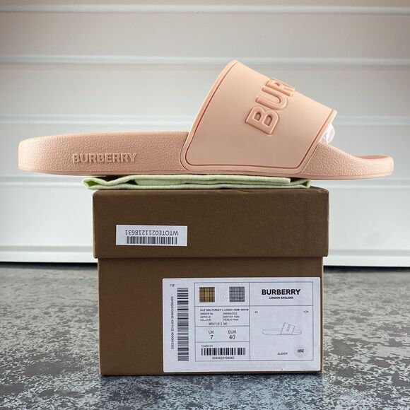Burberry Logo Rubber Slide, Peach Pink Size EU 40 / US 10 New in box - Picture 7 of 9